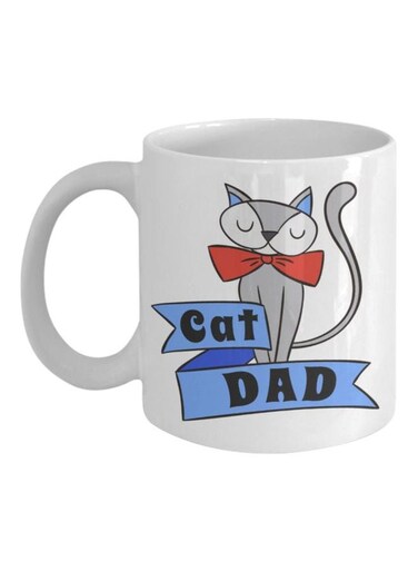 Cat Dad Printed Coffee Mug White/Blue/Grey