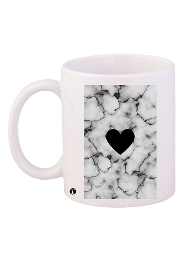 Heart Printed Coffee Mug White/Black/Grey 11ounce