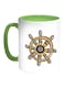 Steering Wheel Printed Coffee Mug White/Green 11ounce