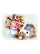 Floral Themed Metallic Plate Beige/Yellow/Blue 20x15cm