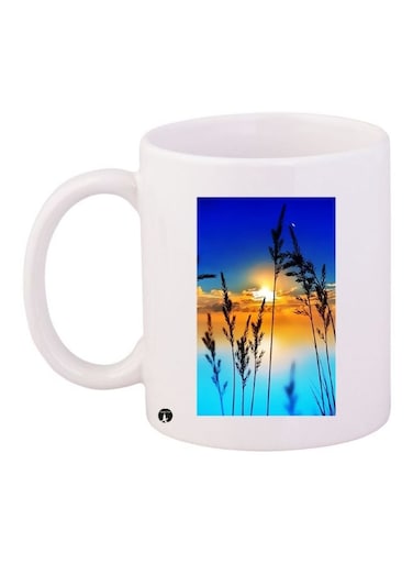 Scenery Printed Coffee Mug White/Blue/Orange 11ounce