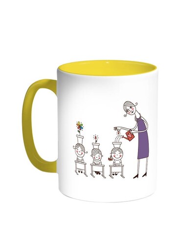 Plant The Seeds Of Love In Children Printed Coffee Mug Yellow/White 11ounce