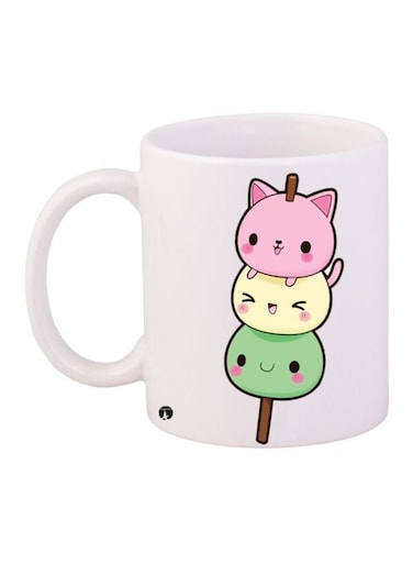 Cartoon Printed Coffee Mug White/Yellow/Pink 11ounce