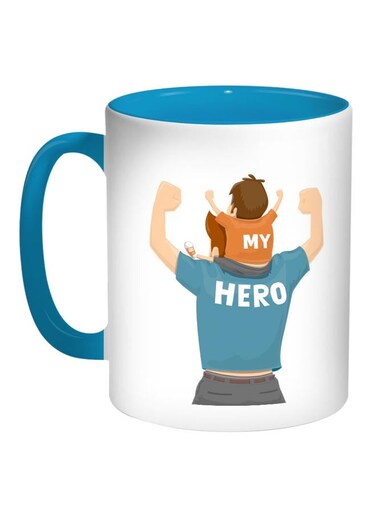 My Hero Printed Coffee Mug Turquoise/White/Orange
