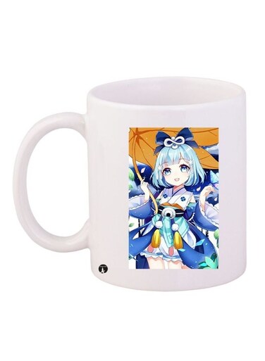 Anime Printed Coffee Mug White/Blue/Brown 11ounce