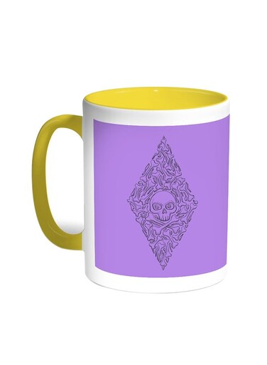 Bones And Skull Printed Coffee Mug Yellow/White 11ounce
