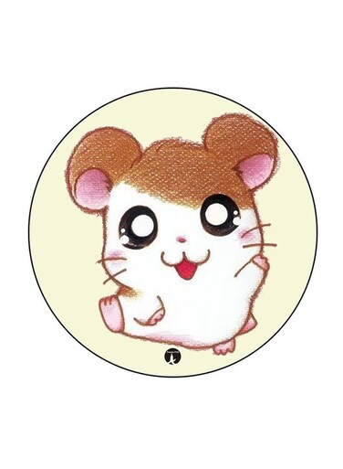 Anime Hamtaro Printed Fridge Magnet Round Multicolour