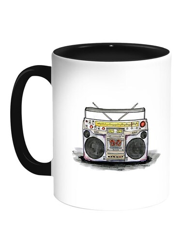 Old Tape Recorder Printed Coffee Mug White/Black 11ounce