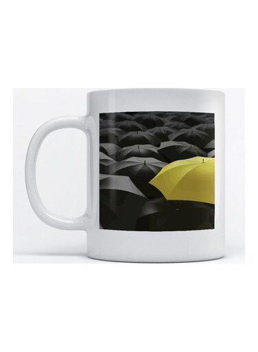 Mug Yellow Umbrella for Coffee and Tea White