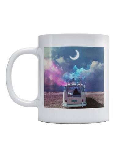 Break Printed Mug White/Blue/Brown