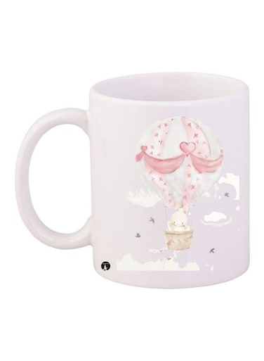 Bunny Printed Coffee Mug White/Pink/Beige 11ounce