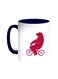 Bear Driving A Bicycle Printed Coffee Mug Blue/White 11ounce