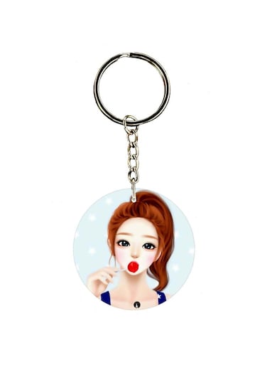 Girl Printed Dual Sided Keychain