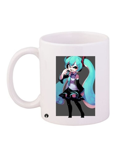 Cartoon Printed Coffee Mug White/Blue/Black 11ounce