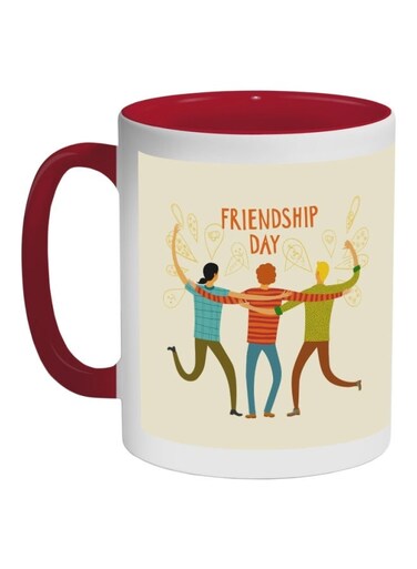 Happy Friendship Day Printed Coffee Mug Red/Yellow/White 325ml