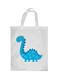 Cartoon Dinosaur Printed Shopping Bag White