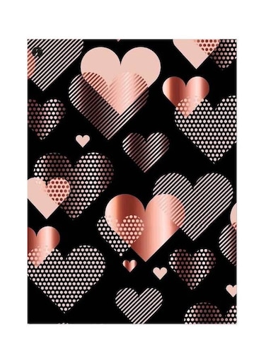 Heart Themed Metallic Plate Pink/White/Black 20x15cm