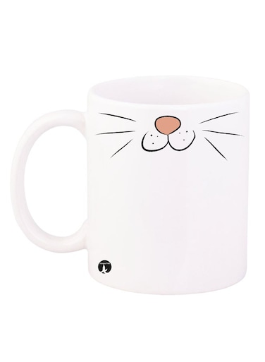 A Cat Whiskers Design Mug White/Beige/Black