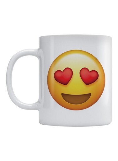 Love Emoji Printed Mug White/Yellow/Red 350ml