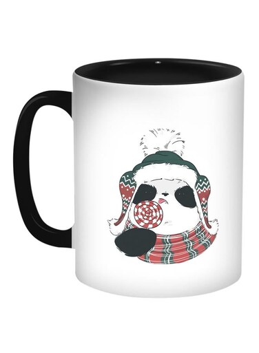 Teddy Bear Printed Coffee Mug Black/White/Red