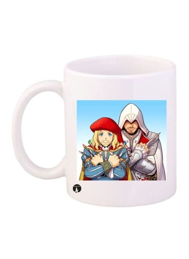 Assassin's Creed Game Printed Coffee Mug White/Red/Blue