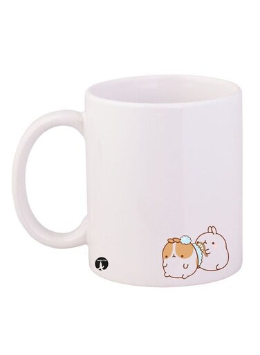 Rabbit Printed Mug White/Brown 11ounce