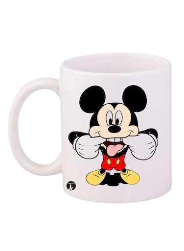 Durable Heat-resistant Thick Wall Designed Ergonomic Handled Mickey Mouse Printed Mug White/Black/Red 11ounce