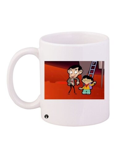 Mr. Bean Printed Coffee Mug White/Red/Brown 11ounce