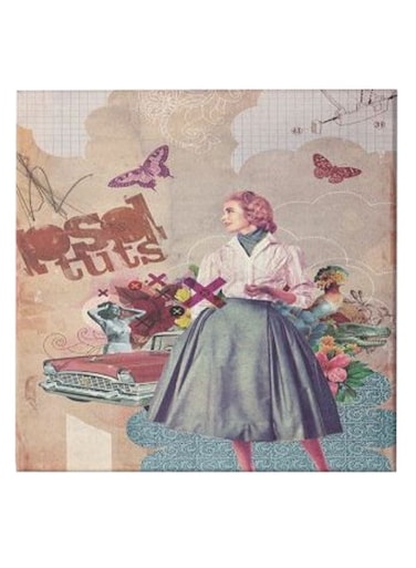 Girl Animation Hidden Frame Canvas Wall Painting Multicolour 50 x 50cm
