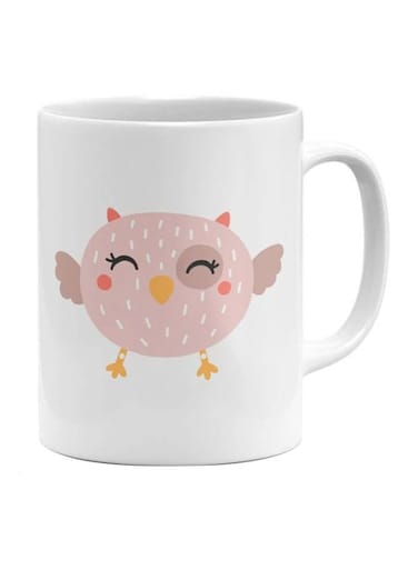 Cute Cartoonist Chicken Face Printed Mug White/Pink/Yellow