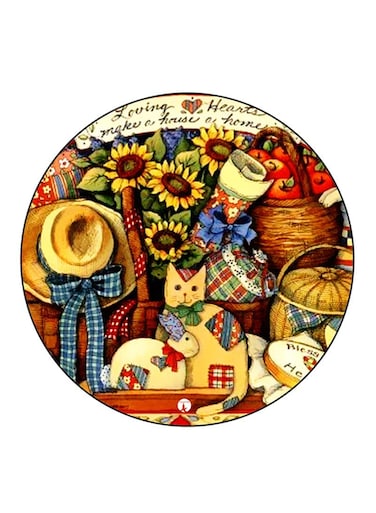 Vintage Art Printed Fridge Magnet Round Multicolour
