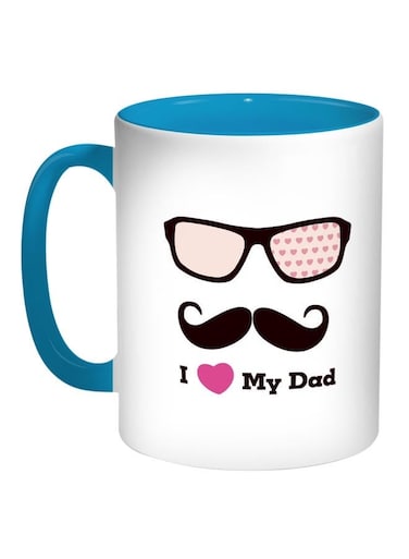 I Love My Dad Printed Coffee Mug Blue/White 11ounce