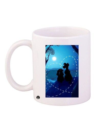 Cartoon Printed Coffee Mug White/Blue/Black 11ounce