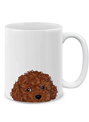 Brown Toy Poodle Ceramic Coffee Mug Tea Cup, 11 OZ