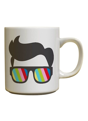 Someone Glasses Design Ceramic Mug Multicolor