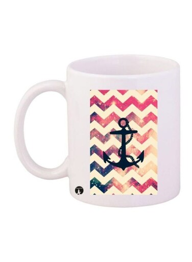 An Anchor Printed Coffee Mug White/Red/Yellow