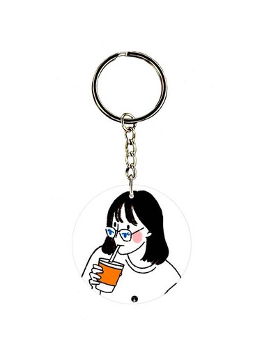Girl Printed Double Sided Keychain