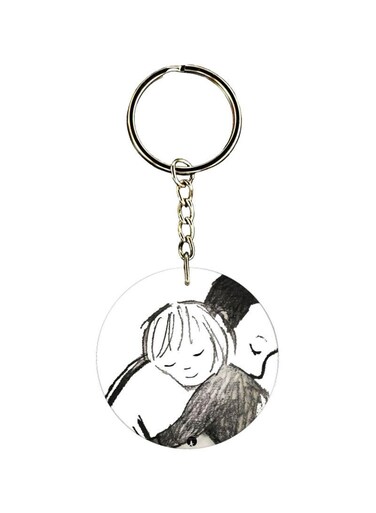 Double Sided Father Child Printed Keychain