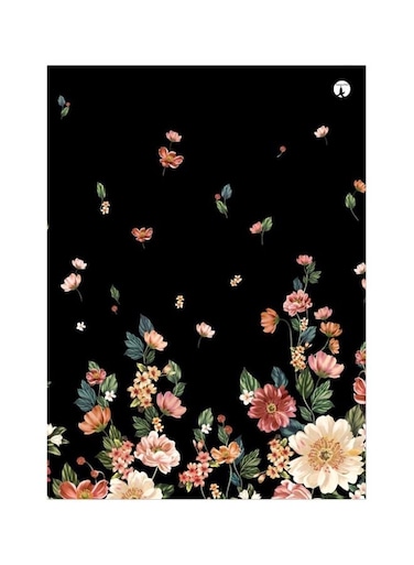 Floral Themed Metallic Plate Black/Beige/Green 20x15cm