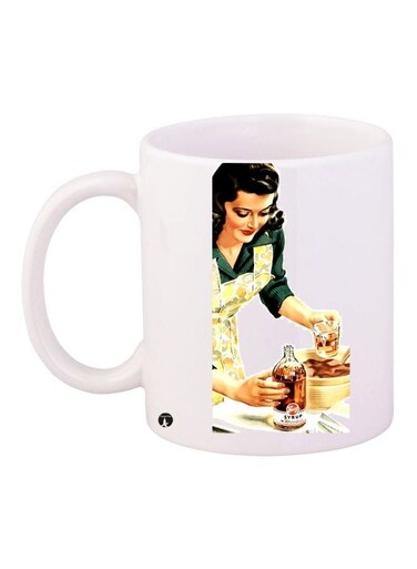 Girl Printed Coffee Mug White/Yellow/Green 11ounce