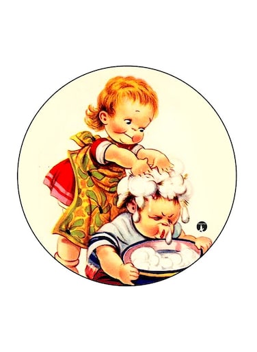 Small Children Printed Fridge Magnet Multicolour 5.5 x 5.5cm