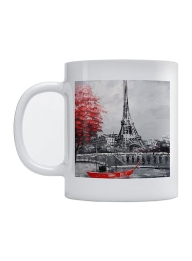 Paris City Printed Mug White/Grey/Red