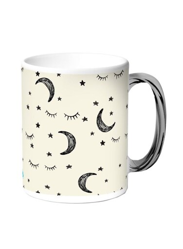 Moon And Stars Printed Coffee Mug Silver/Beige 11ounce