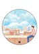 Cartoon Boy Printed Fridge Magnet Blue/Brown/White 5.5cm