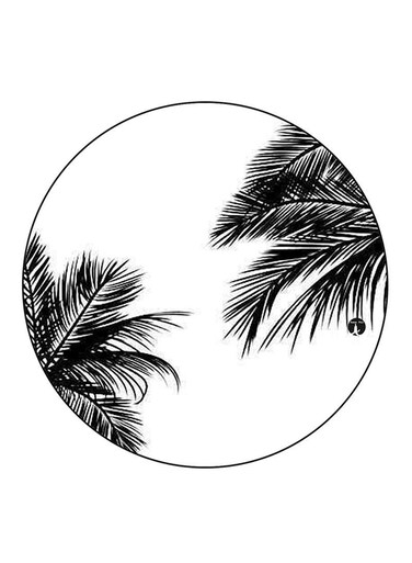 Leafs Printed Fridge Magnet Round Black/White