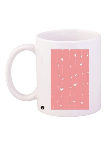 Hearts Printed Coffee Mug White/Pink 11ounce