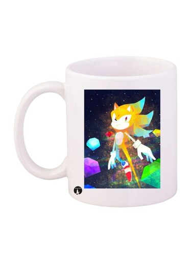 Sonic Video Game Printed Mug White/Black/Yellow Standard Size