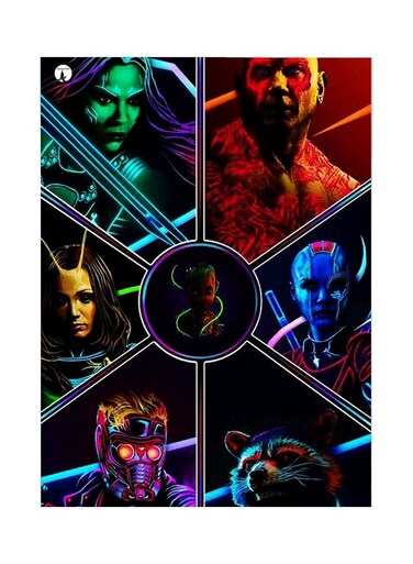 Marvel Character Themed Metallic Plate Black/Blue/Red 20x15cm