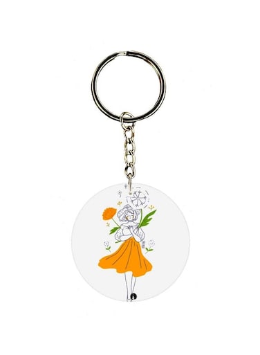 Girl Printed Double Sided Keychain