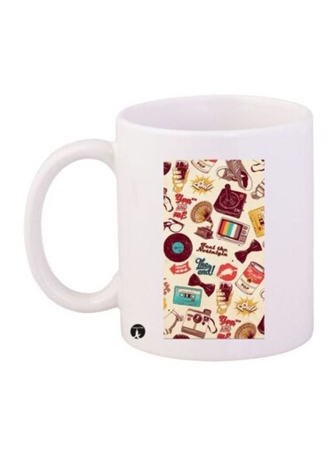 Stuff Printed Coffee Mug White/Yellow/Brown